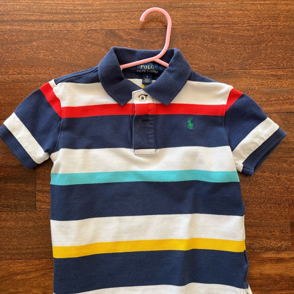 Polo by Ralph Lauren Kids Striped Polo - Navy, Red, Yellow, Green
